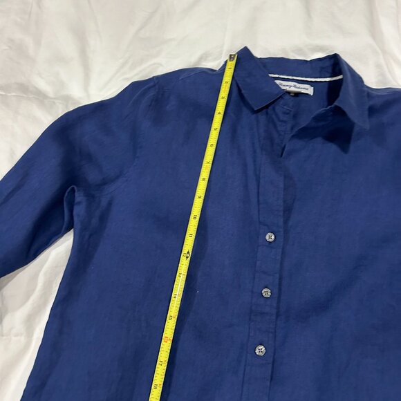 Tommy Bahama Navy Linen button down shirt, Med - Picture 9 of 10